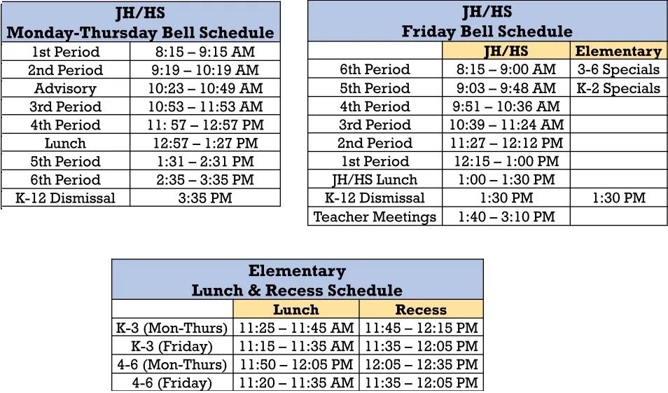 bell schedule